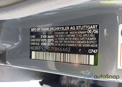 2007 Mercedes-Benz C 280 Luxury 4Matic из США, поврежденный, VIN WDBRF92H07F866462